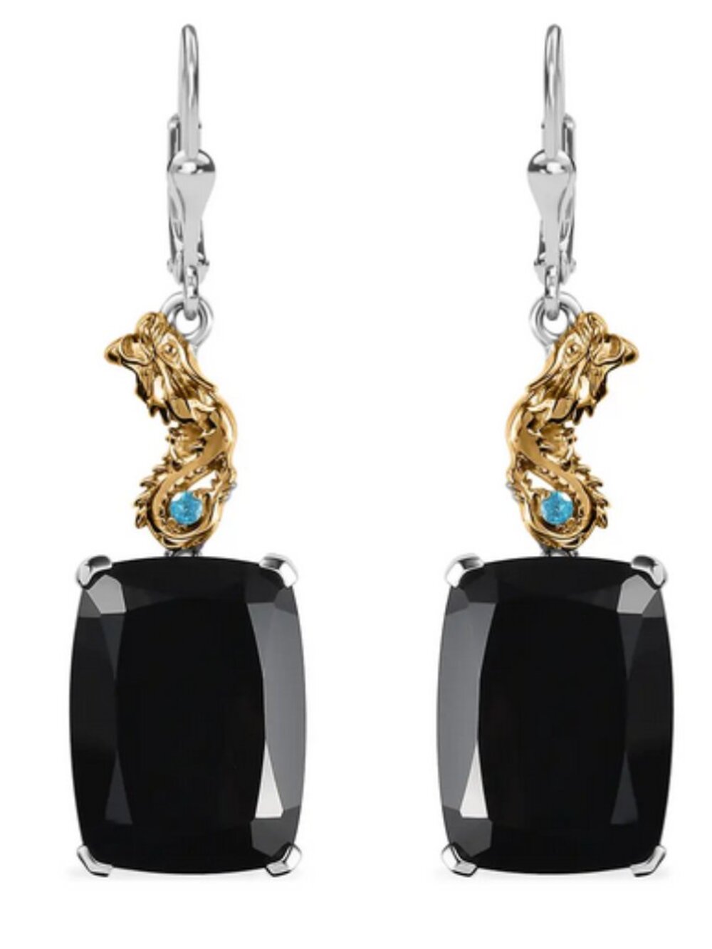 New Dragon EARRINGS Lever Back in Yellow Gold and .925